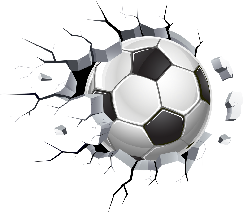 Soccer ball through concrete wall damage